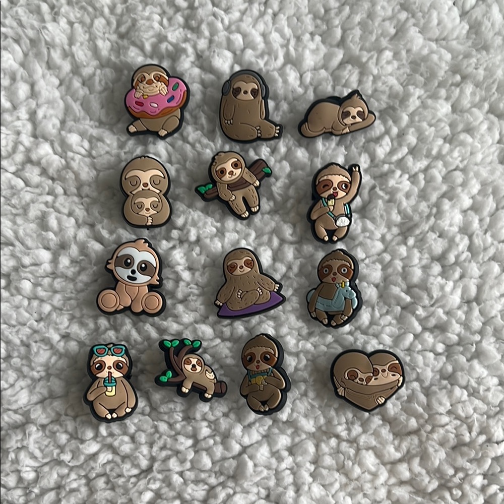 Sloth Enamel Pin Set - Brown and Pink